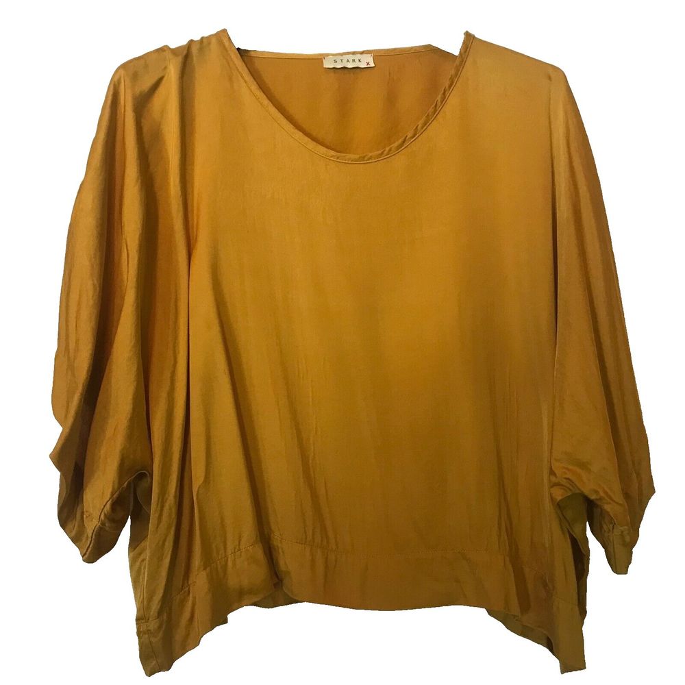 StarkX Honey Mustard Satin Dolman Top Lagenlook Oversize Relaxed Fit OS